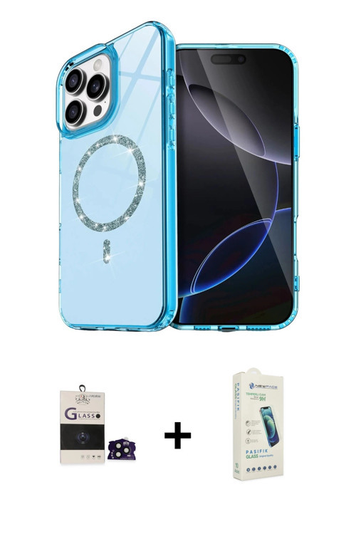 ieg™ iPhone 14 Pro Max Kılıf Kıvılcım Form Prime - Şeffaf Pasifik Cam Ekran Koruyucu + Siyah Bilvis
