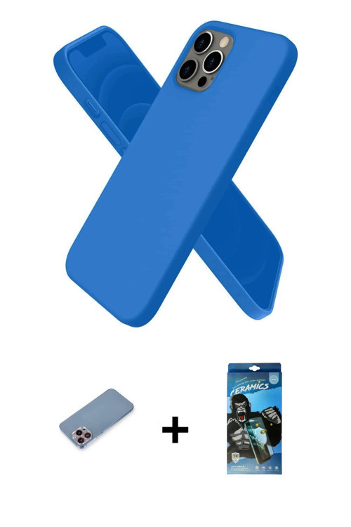 ieg™ iPhone 12 Pro Max Kılıf Kozmos Yansıma Özel Seri - Siyah 34D Izgaralı Cam + Pembe Shine Kamera