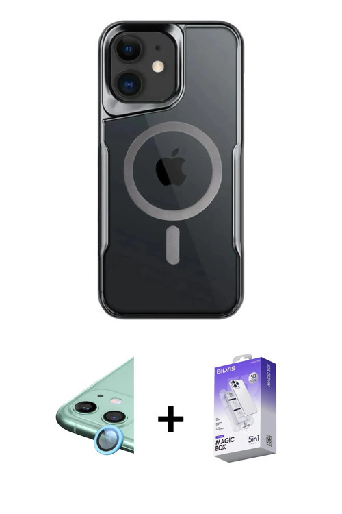 ieg™ iPhone 11 Kılıf Yadigar Klasik Özel Seri - Siyah Bilvis 5in1 3D Magic Cam Ekran Koruyucu + Mavi