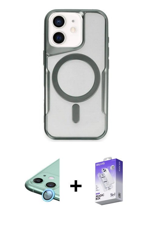 ieg™ iPhone 11 Kılıf Yadigar Klasik Özel Seri - Siyah Bilvis 5in1 3D Magic Cam Ekran Koruyucu + Mavi