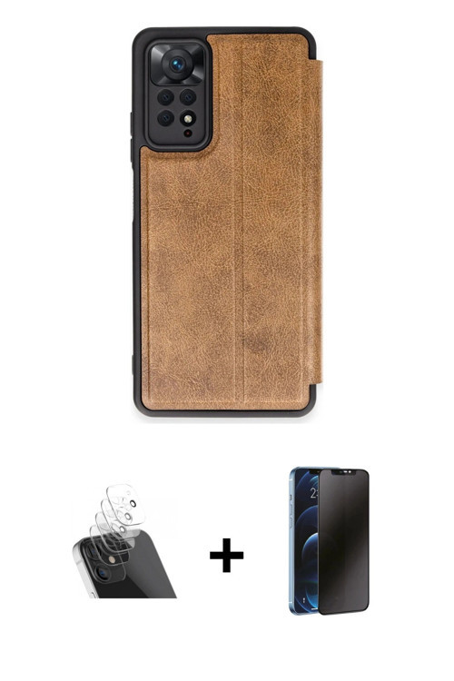 ieg™ Redmi Note 12 Pro 4G Kılıf Zirve Yansıma Serisi - Siyah 3D Antistatik Hayalet Cam Ekran Koruyuc