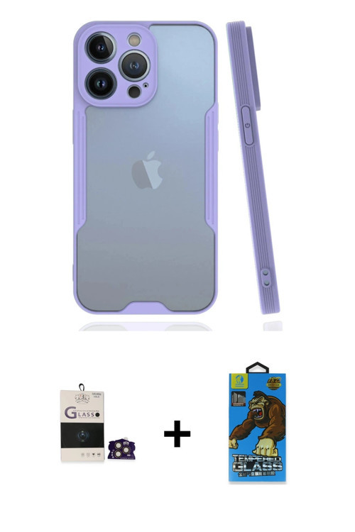 ieg™ iPhone 14 Pro Max Kılıf Atlas Asil Serisi - Siyah 18D Cam Ekran Koruyucu + Gold Bilvis Titan Ka