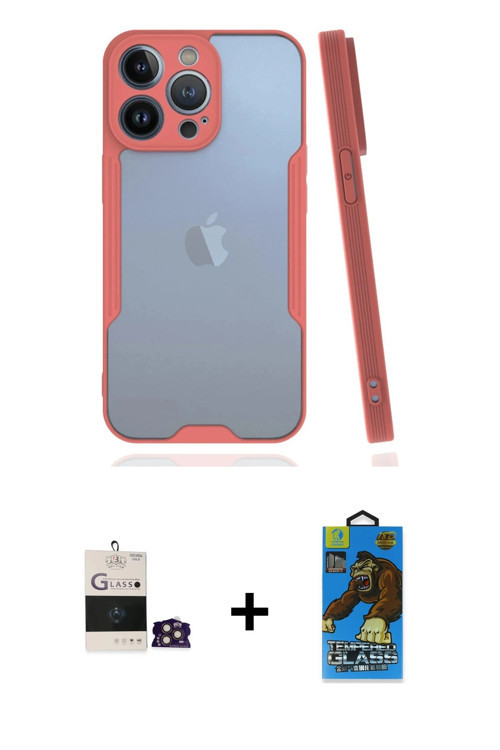 ieg™ iPhone 14 Pro Max Kılıf Atlas Asil Serisi - Siyah 18D Cam Ekran Koruyucu + Gold Bilvis Titan Ka