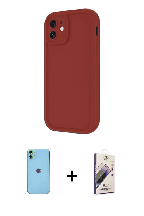 ieg™ iPhone 11 Kılıf Yankı Yansıma Özel Seri - Siyah Bilvis 3D Mat Cam Ekran Koruyucu + Yeşil Neon F