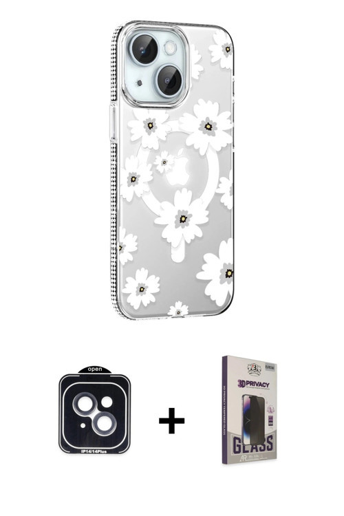 ieg™ iPhone 14 Kılıf Yörünge Işık Prime - Siyah Bilvis Hayalet Cam Ekran Koruyucu + Siyah PVD Metal