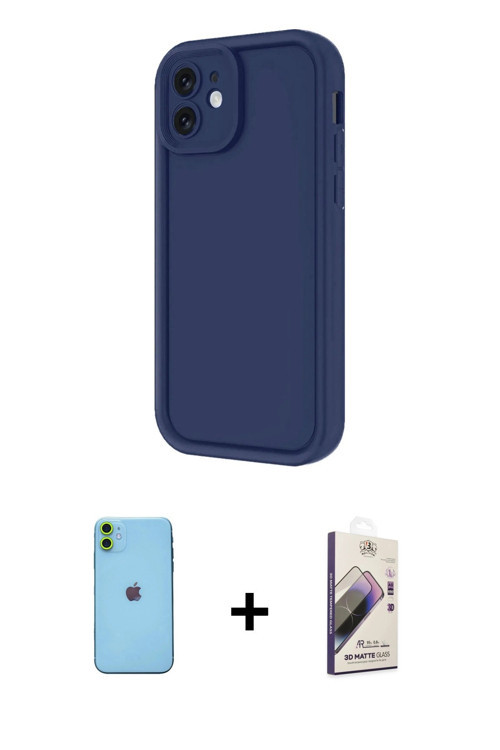 ieg™ iPhone 11 Kılıf Yankı Yansıma Özel Seri - Siyah Bilvis 3D Mat Cam Ekran Koruyucu + Yeşil Neon F