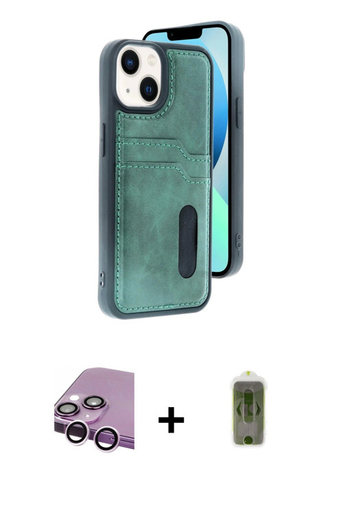 ieg™ iPhone 14 Kılıf Yörünge Işık Serisi - Siyah Joko Magic 5D Hayalet Cam + Mor Raze Metal Kamera L