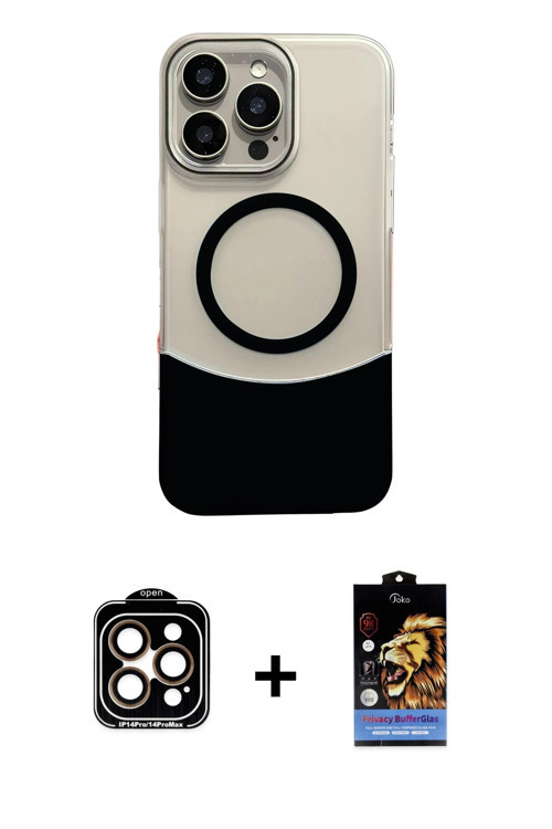 ieg™ iPhone 14 Pro Max Kılıf Kozmos Form Özel Seri - Siyah Buffer Hayalet Cam Ekran Koruyucu + Turun