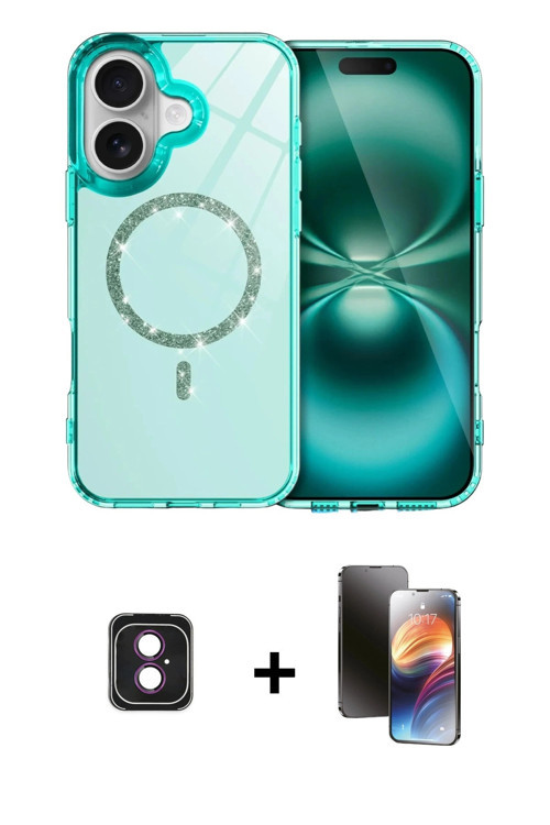 ieg™ iPhone 16 Kılıf Kıvılcım Form Prime - Siyah 3D Antistatik Mat Seramik Nano Ekran Koruyucu + Pem
