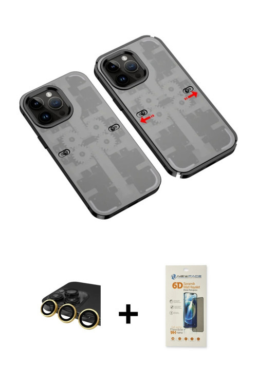 ieg™ iPhone 14 Pro Max Kılıf Ufuk Doku Prime - Siyah 6D Mat Seramik Hayalet Nano Ekran Koruyucu + Go
