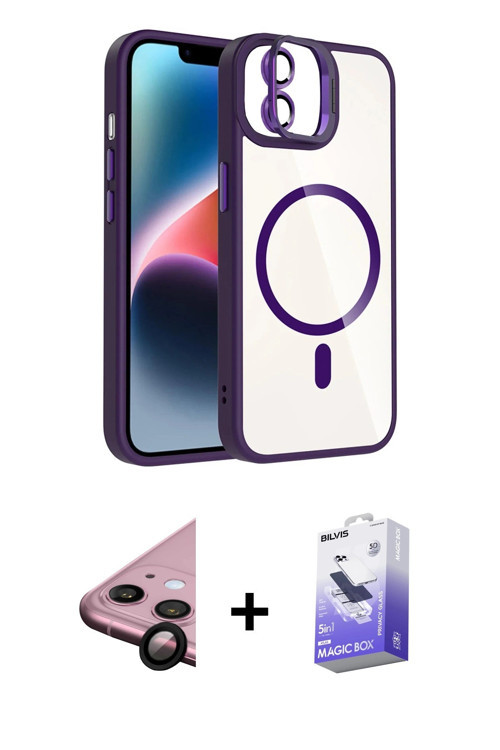 iPhone 11 Kılıf Yadigar Asil Koleksiyonu - Siyah Bilvis 5in1 5D Magic Hayalet Cam Ekran Koruyuc