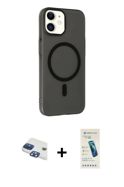 ieg™ iPhone 11 Kılıf Çekirdek Modern Prime - Şeffaf Pasifik Cam Ekran Koruyucu + Lacivert Pers Alümi