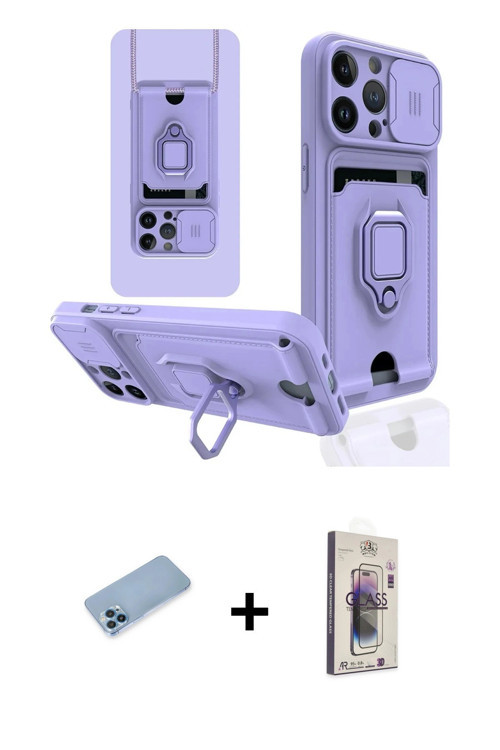 ieg™ iPhone 13 Pro Max Kılıf Vadi Form Prime - Siyah Bilvis 3D Cam Ekran Koruyucu + Mavi Shine Kamer