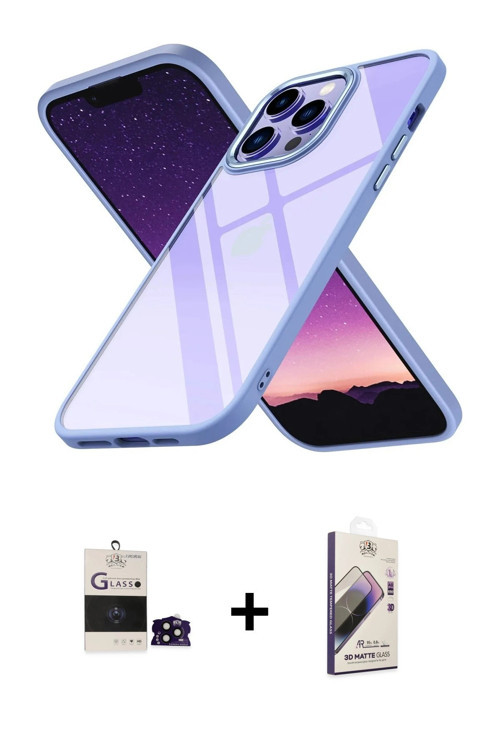 ieg™ iPhone 14 Pro Max Kılıf Nova Işık Serisi - Siyah Bilvis 3D Mat Cam Ekran Koruyucu + Siyah Bilvi