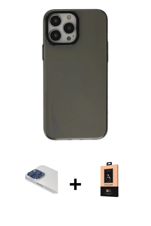 ieg™ iPhone 13 Pro Max Kılıf Zirve Doku Koleksiyonu - Şeffaf Maxco Cam Ekran Koruyucu + Lacivert Per