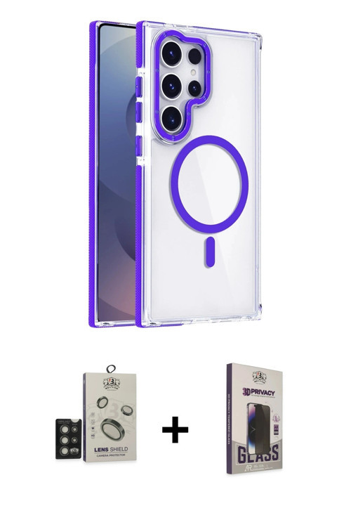 ieg™ Galaxy S25 Ultra Kılıf Kozmos Doku Koleksiyonu - Siyah Bilvis Hayalet Cam Ekran Koruyucu + Tita