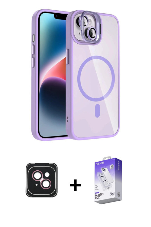 ieg™ iPhone 14 Kılıf Yadigar Asil Koleksiyonu - Siyah Bilvis 5in1 3D Magic Cam Ekran Koruyucu + Pemb