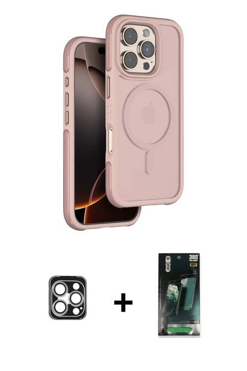 ieg™ iPhone 16 Pro Max Kılıf Çekirdek Minimal Prime - Siyah 360 Mat Full Body Arka Koruyucu + Gümüş