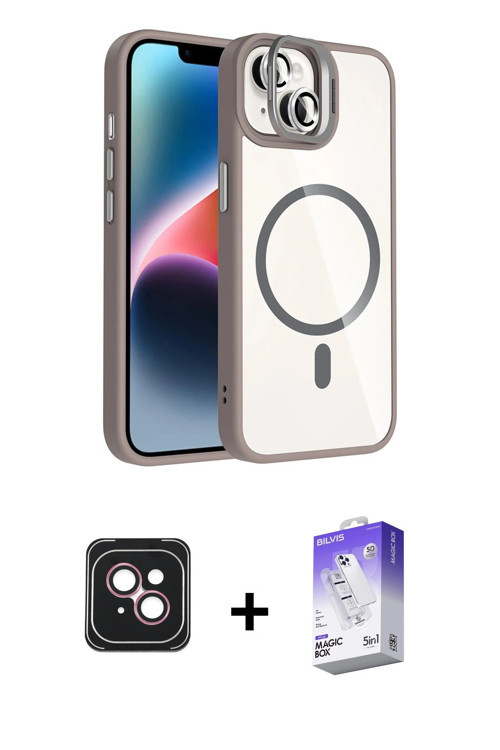 ieg™ iPhone 14 Kılıf Yadigar Asil Koleksiyonu - Siyah Bilvis 5in1 3D Magic Cam Ekran Koruyucu + Pemb