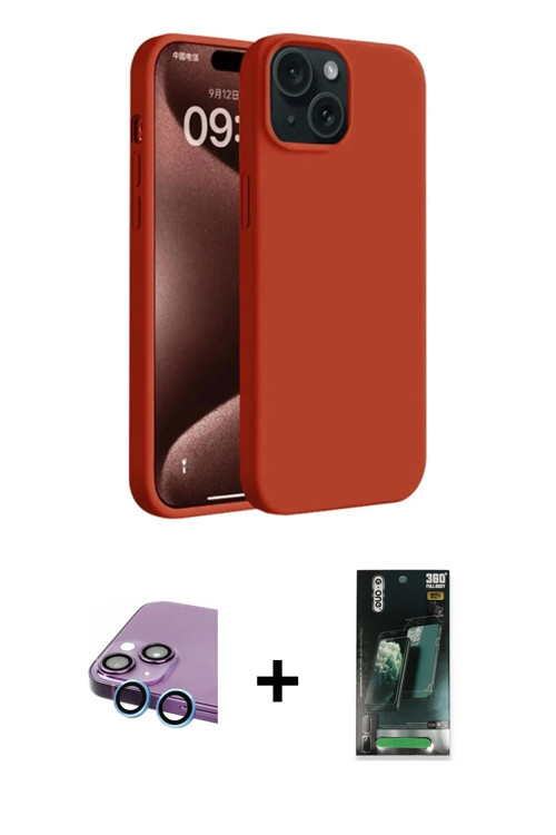 ieg™ iPhone 15 Kılıf Kozmos Yansıma Özel Seri - Şeffaf 360 Full Body Arka Koruyucu + Mavi Raze Metal