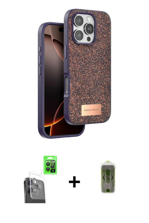 ieg™ iPhone 16 Pro Max Kılıf Vadi Klasik Serisi - Siyah Joko Magic 5D Hayalet Cam + Siyah Raze Metal