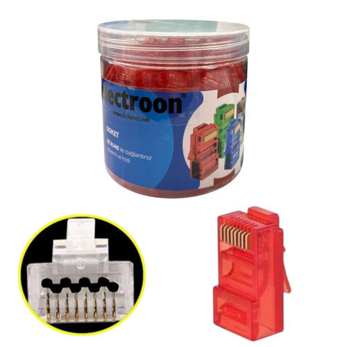 Kırmızı CAT6 EZRJ45 Açık Uçlu Soket 8P/8C - 100Adet