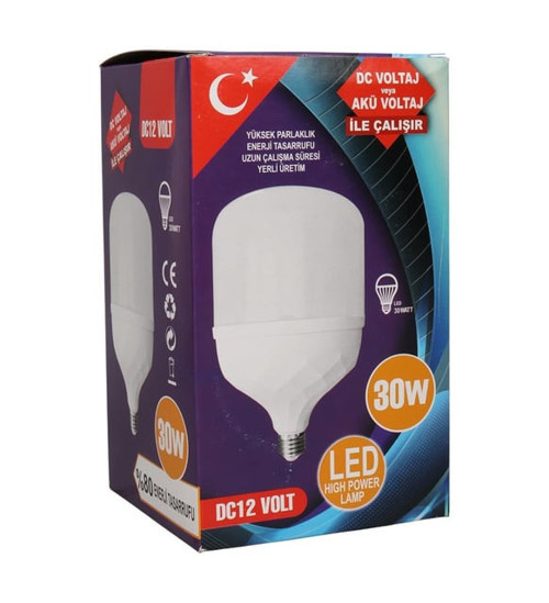 30W 12V E27 Duy Beyaz Jumbo LED Ampul Yerli Üretim