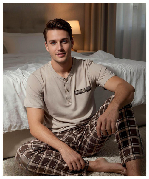 Erkek Düğme Yaka Kısa Kol Compact Penye Pijama Takımı 65130K - 1 Adet