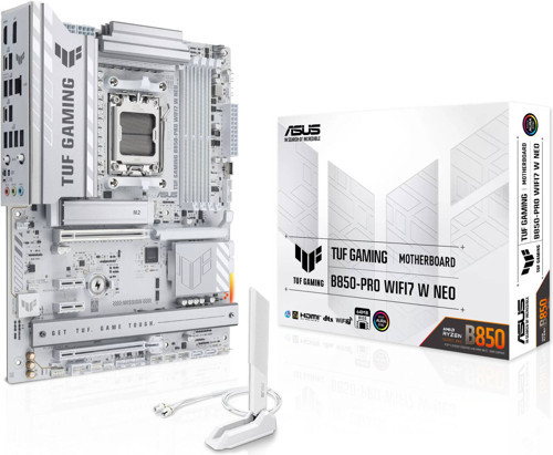 Tuf Gaming B850-Pro Wifi7 W Neo Amd B850 Am5 Ddr5 9000 Dp Hdmi 3X M2 Usb3.2 Gen 2X2 Wifi 7 + Bt Aura Rgb 2.5Gbit Lan Atx 14+2+1 Güç Aşamaları, 1X