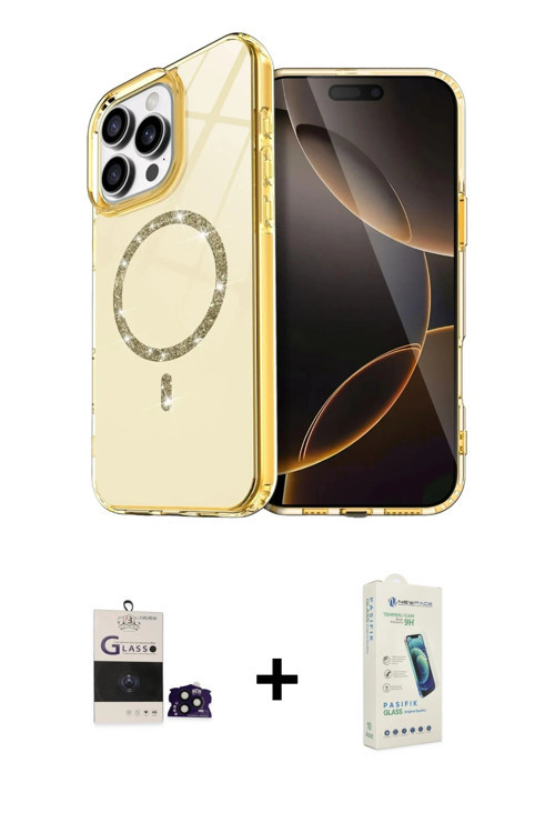 ieg™ iPhone 14 Pro Max Kılıf Kıvılcım Form Prime - Şeffaf Pasifik Cam Ekran Koruyucu + Siyah Bilvis