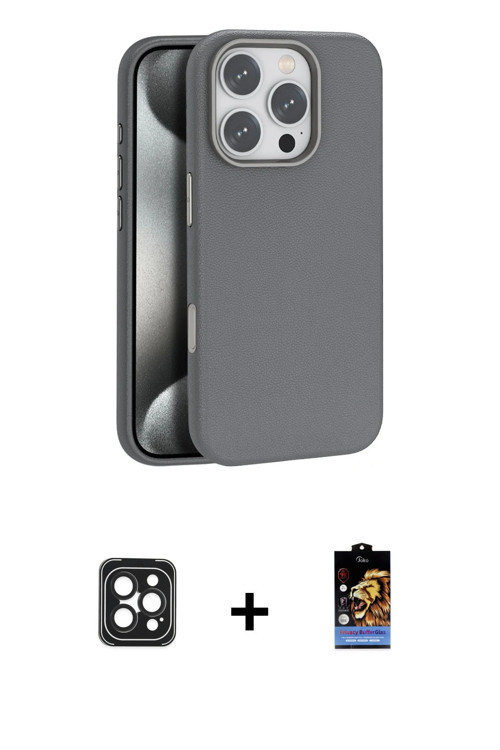 ieg™ iPhone 16 Pro Max Kılıf Zirve Modern Prime - Siyah Buffer Hayalet Cam Ekran Koruyucu + Siyah PV