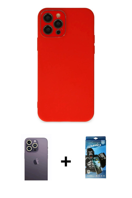 ieg™ iPhone 12 Pro Max Kılıf Çekirdek Modern Serisi - Siyah 34D Izgaralı Cam + Beyaz Neon Fosforlu K