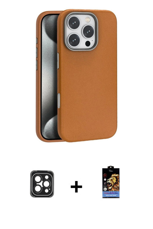 ieg™ iPhone 16 Pro Max Kılıf Zirve Modern Prime - Siyah Buffer Hayalet Cam Ekran Koruyucu + Siyah PV