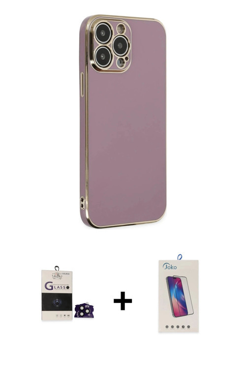 ieg™ iPhone 14 Pro Max Kılıf Yankı Serisi - Siyah Joko 5D Cam + Siyah Bilvis Titan Kamera Lens