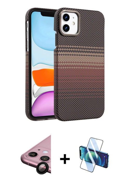 ieg™ iPhone 11 Kılıf Doruk Serisi - Siyah 3D Antistatik Cam Ekran Koruyucu + Siyah Raze Metal Kamera