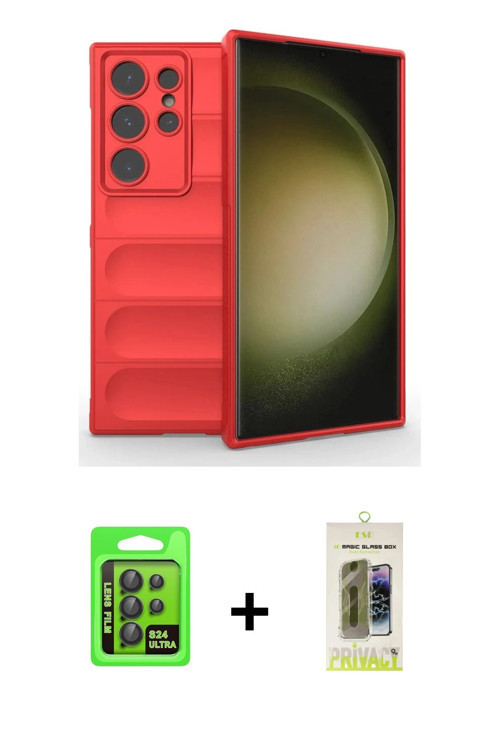 ieg™ Galaxy S24 Ultra Kılıf Atlas Koleksiyonu - Siyah Joko Magic 5D Hayalet Cam + Siyah Raze Metal K