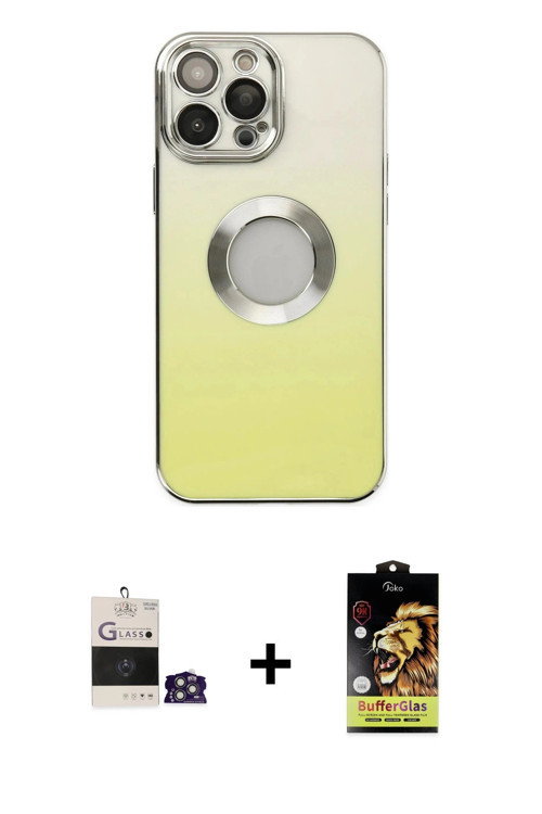 ieg™ iPhone 14 Pro Max Kılıf Kutup Yansıma Özel Seri - Siyah Buffer Cam Ekran Koruyucu + Gümüş Bilvi