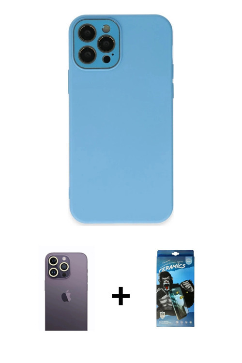 ieg™ iPhone 12 Pro Max Kılıf Çekirdek Modern Serisi - Siyah 34D Izgaralı Cam + Beyaz Neon Fosforlu K
