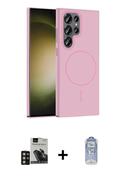 ieg™ Galaxy S24 Ultra Kılıf Siluet Doku Özel Seri - Siyah Joko Magic 5D Cam + Gold PVD Metal Kamera