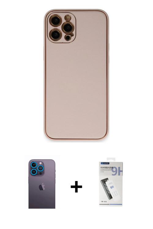 ieg™ iPhone 12 Pro Kılıf Yadigar Klasik - Şeffaf Uv Polymer Nano Ekran Koruyucu + Mavi Neon Fosforlu