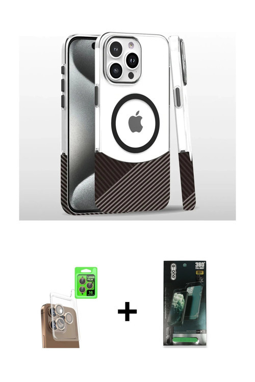 ieg™ iPhone 16 Pro Kılıf İz Asil Prime - Siyah 360 Mat Full Body Arka Koruyucu + Çöl Titanyum Raze M