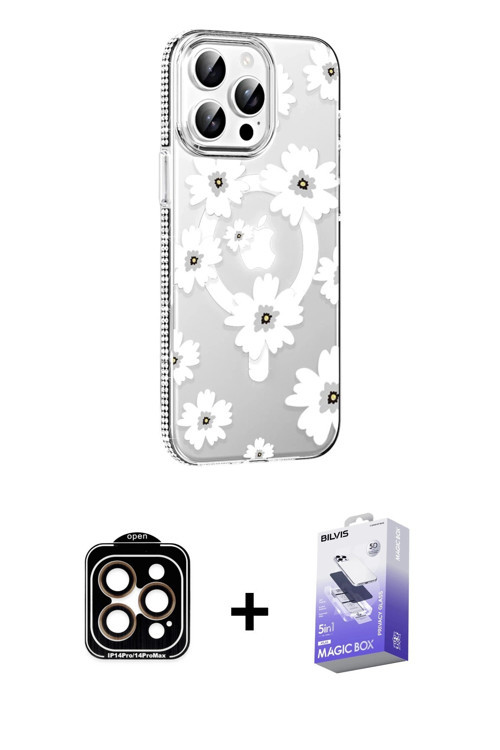 ieg™ iPhone 15 Pro Max Kılıf Yörünge Işık Prime - Siyah Bilvis 5in1 5D Magic Hayalet Cam Ekran Koruy