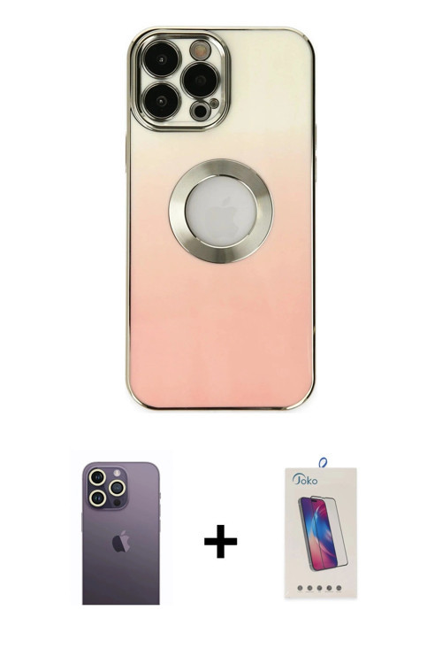 ieg™ iPhone 13 Pro Max Kılıf Kutup Yansıma Özel Seri - Siyah Joko 5D Cam + Beyaz Neon Fosforlu Kamer
