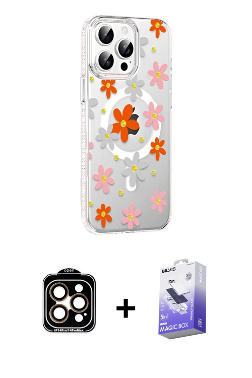 ieg™ iPhone 15 Pro Max Kılıf Yörünge Işık Prime - Siyah Bilvis 5in1 5D Magic Hayalet Cam Ekran Koruy