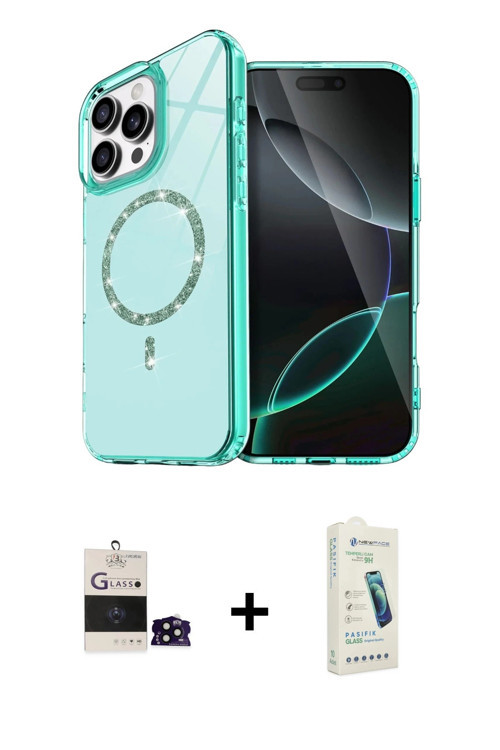 ieg™ iPhone 14 Pro Max Kılıf Kıvılcım Form Prime - Şeffaf Pasifik Cam Ekran Koruyucu + Siyah Bilvis