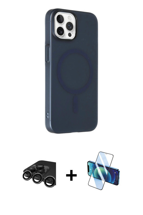 ieg™ iPhone 15 Pro Kılıf Çekirdek Modern Prime - Siyah 3D Antistatik Cam Ekran Koruyucu + Titanyum G
