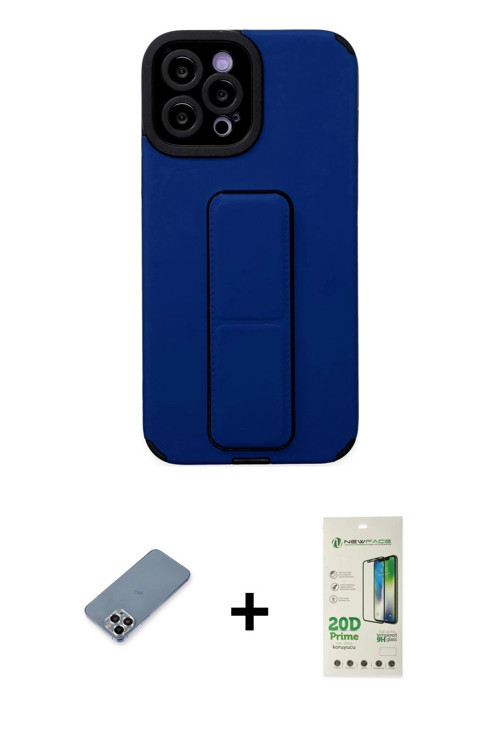 ieg™ iPhone 12 Pro Max Kılıf Çekirdek Yansıma - Siyah 20D Premium Cam Ekran Koruyucu + Gümüş Metal K