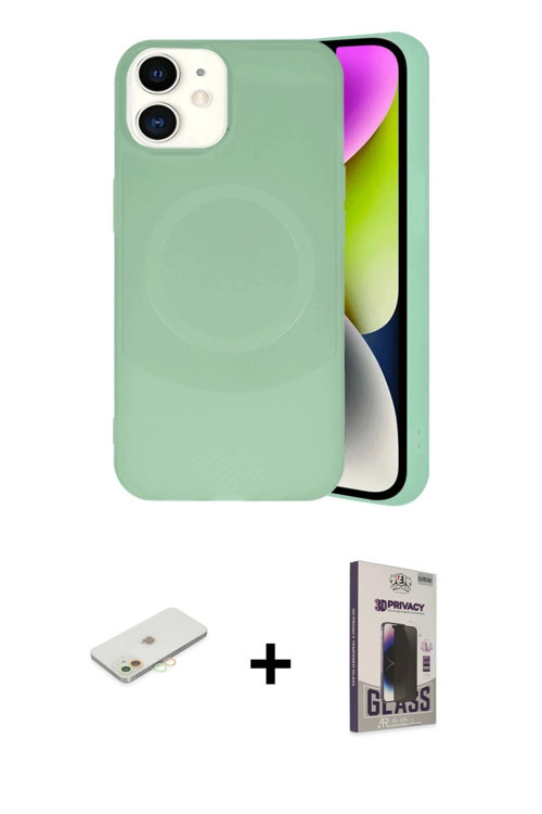 ieg™ iPhone 11 Kılıf Ufuk Serisi - Siyah Bilvis Hayalet Cam Ekran Koruyucu + Turuncu Renkli Kamera L