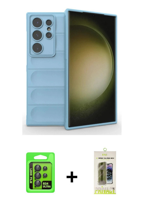 ieg™ Galaxy S24 Ultra Kılıf Atlas Koleksiyonu - Siyah Joko Magic 5D Hayalet Cam + Siyah Raze Metal K