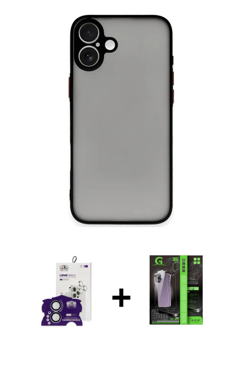 ieg™ iPhone 16 Kılıf Ahenk Çizgi Serisi - Şeffaf 360 Full Body Arka Koruyucu + Yeşil Bilvis Titan Ka